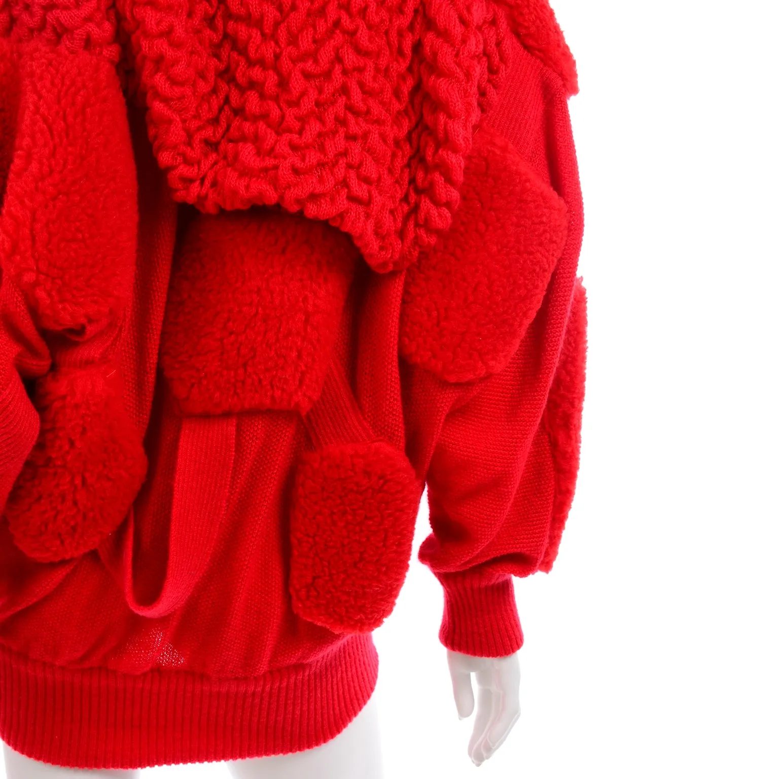 1980s Escada Avant Garde Oversized Red Knit Sweater