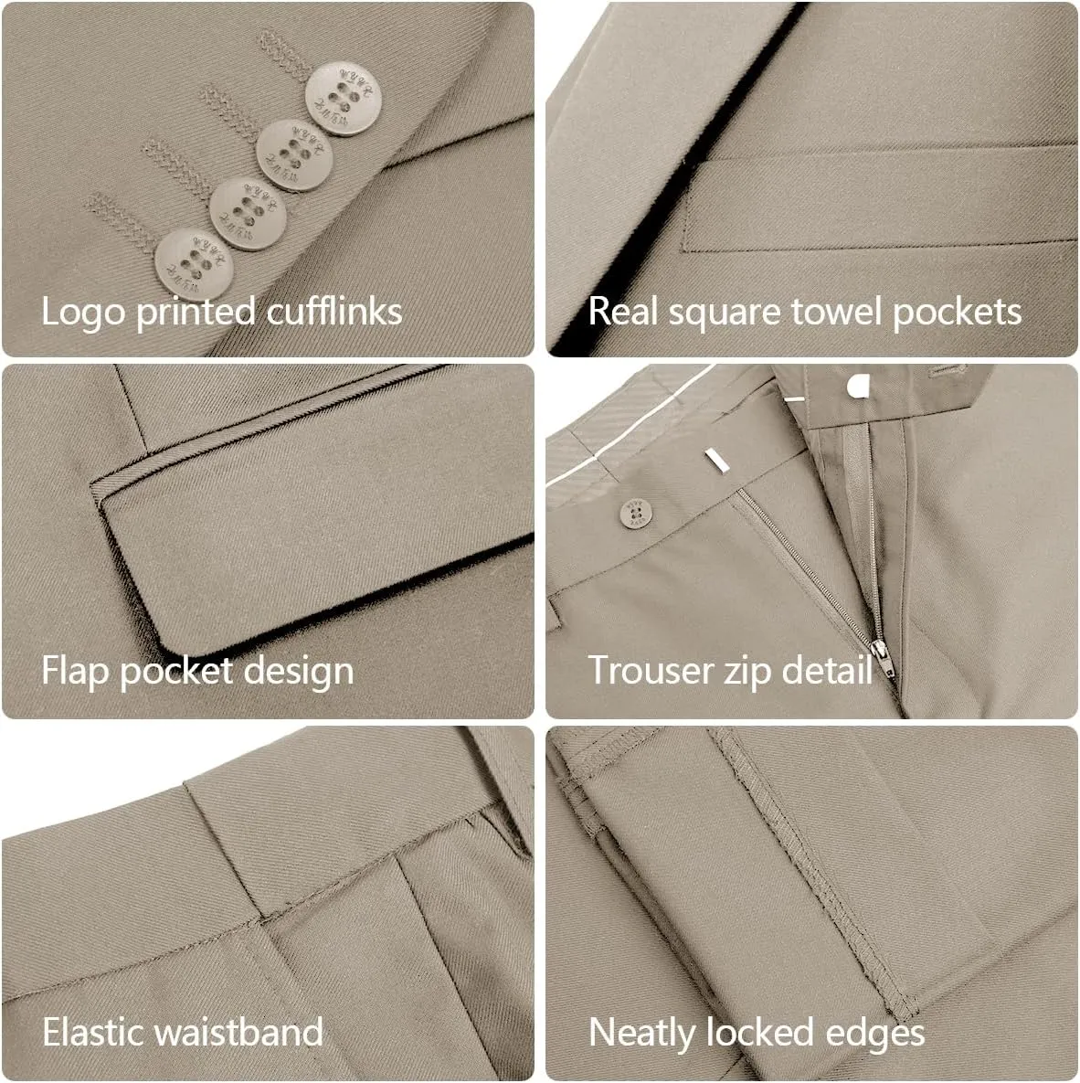 2 Piece Men's Suit One Button Slim Fit Suit for Men Solid Color Blazer and Pants Tie and Square Wedding Business Party