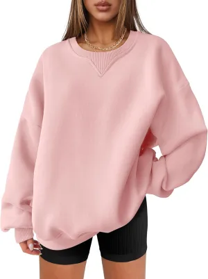 ANRABESS Womens Sweatshirts Oversized Fleece Crew Neck Pullover Hoodies Casual Comfy 2025 Fall Fashion Basic Sweatshirt