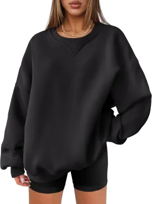 ANRABESS Womens Sweatshirts Oversized Fleece Crew Neck Pullover Hoodies Casual Comfy 2025 Fall Fashion Basic Sweatshirt