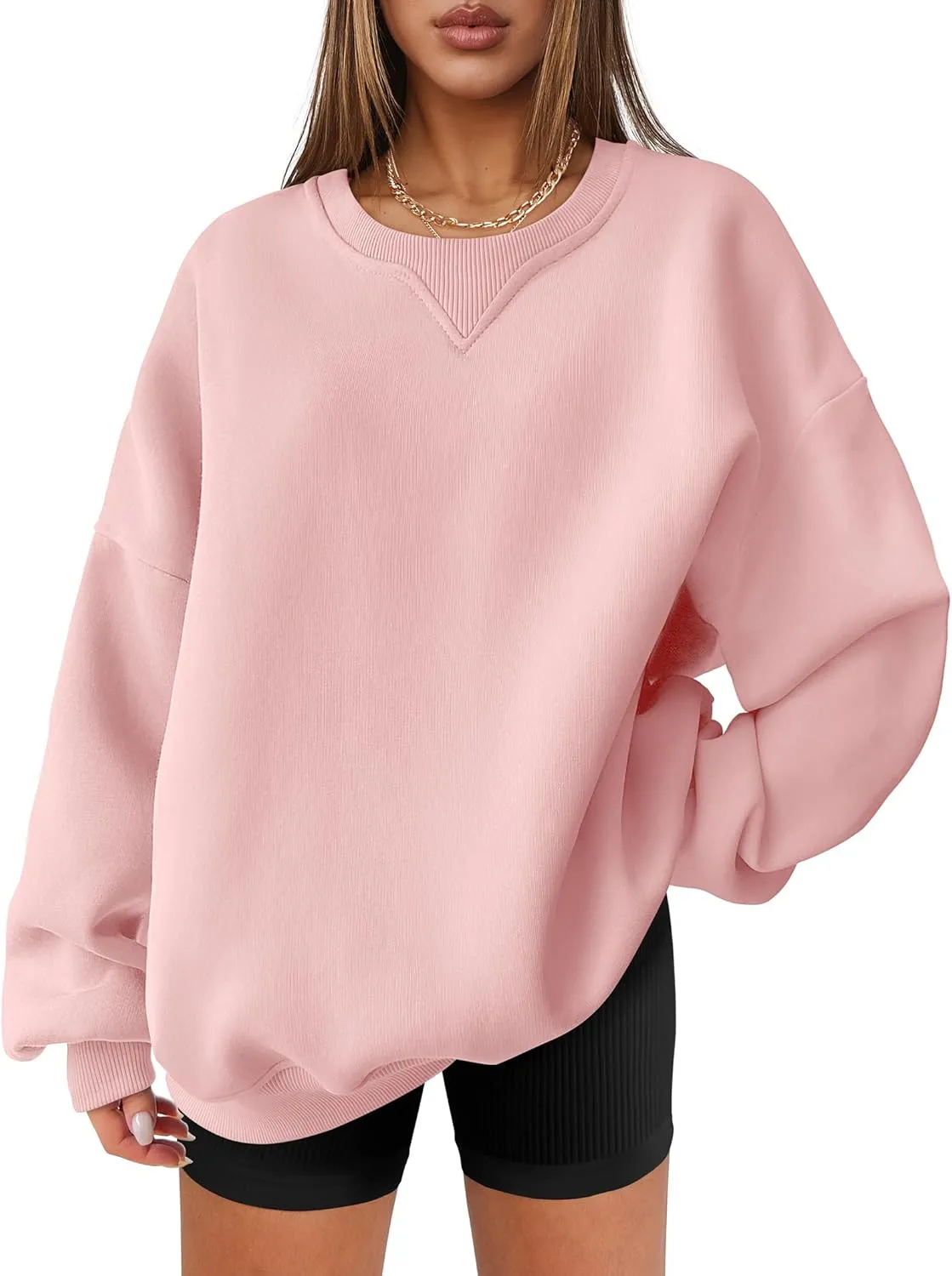 ANRABESS Womens Sweatshirts Oversized Fleece Crew Neck Pullover Hoodies Casual Comfy 2025 Fall Fashion Basic Sweatshirt