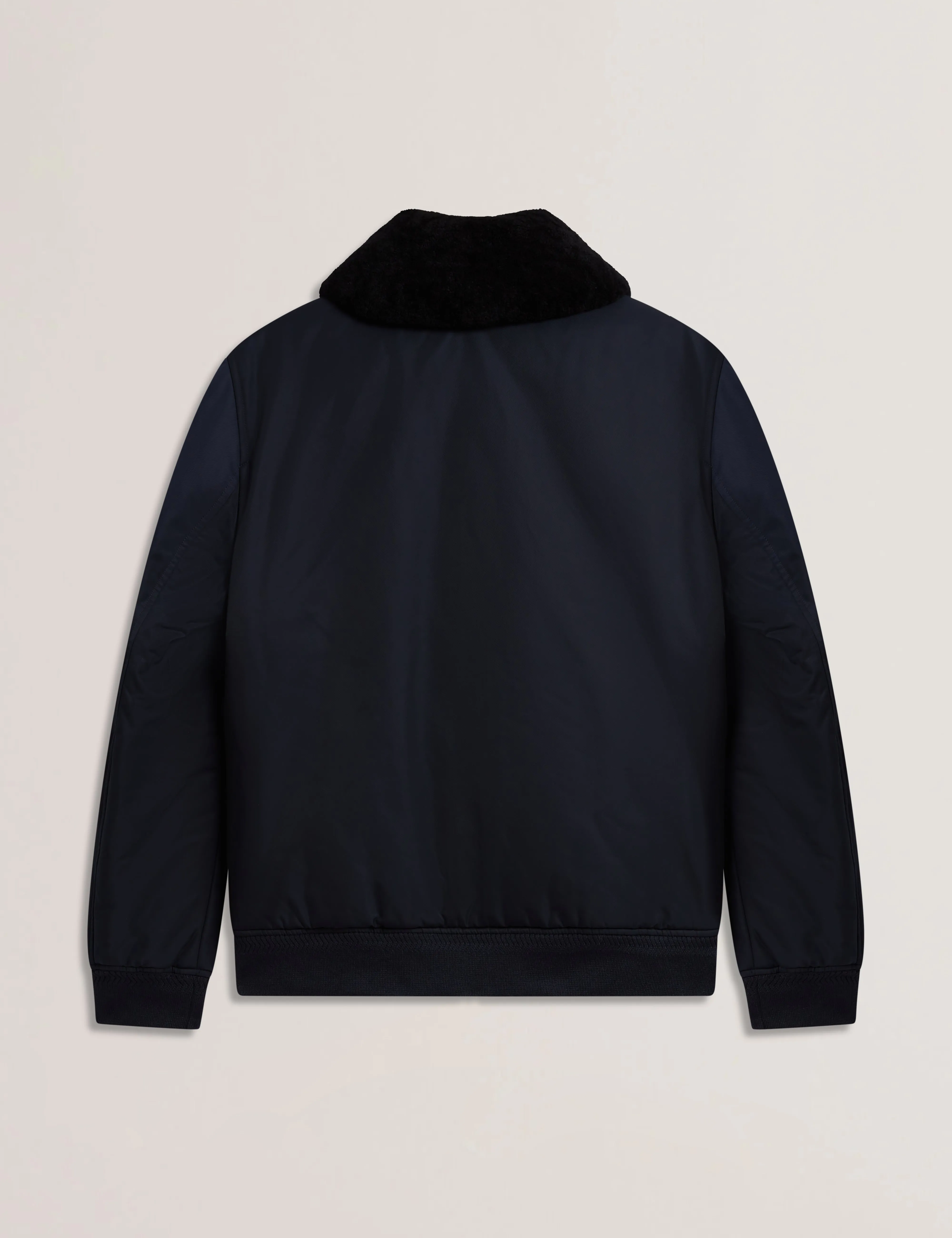 Avitore Bomber Removable Shearling Collar Navy