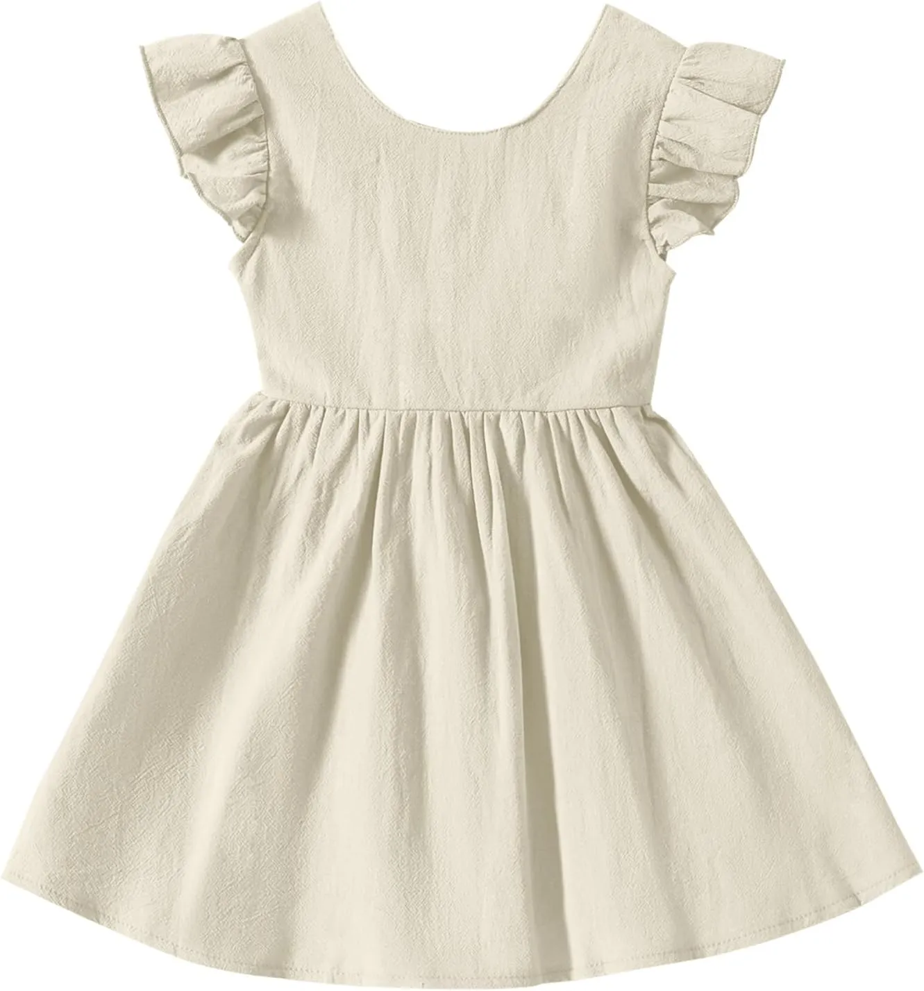 Baby Girl Toddler Dress Girls Summer Dresses Cotton Sleeveless Halter Tie Back Kid Ruffle Sundress Casual Party Beach