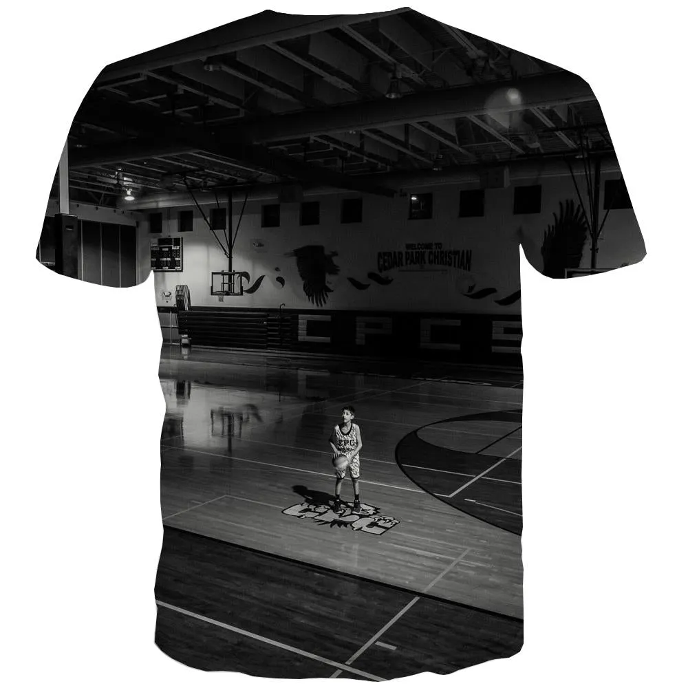 Basketball T shirts Men Night View Tshirts Cool Galaxy Tshirts Casual City Tshirts Novelty