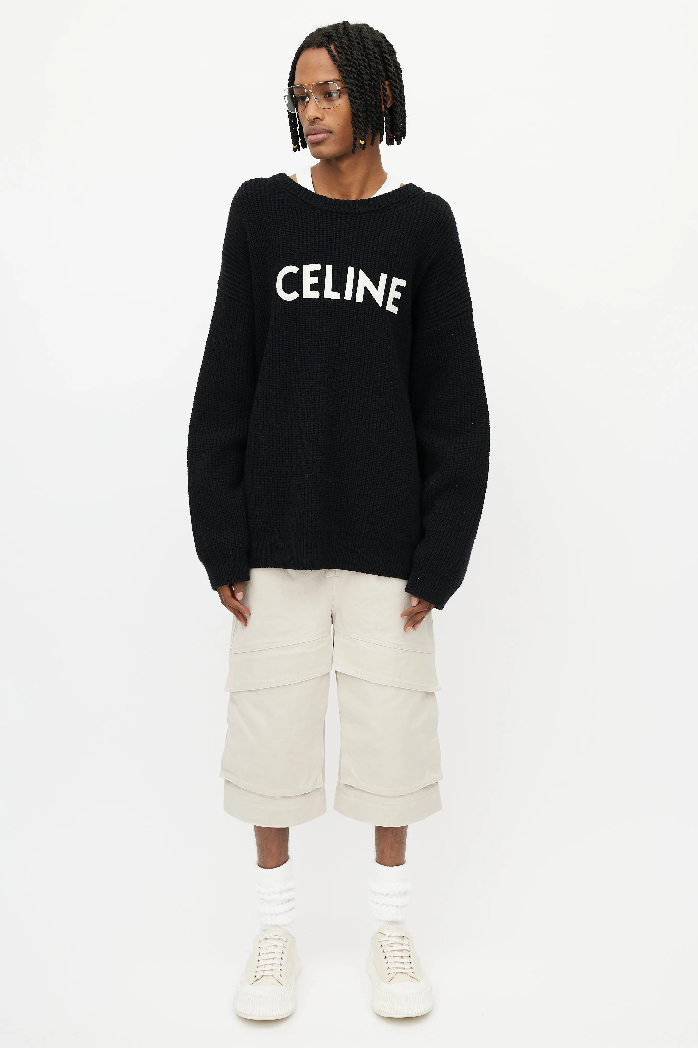 Black Oversized Logo Sweater