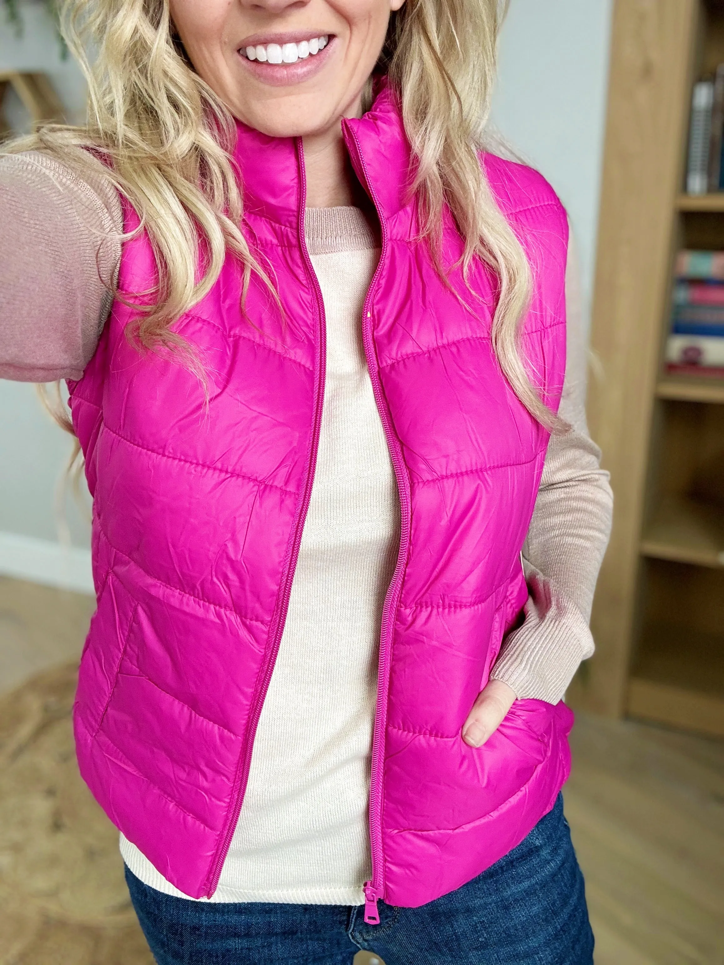 Bunny Hill Quilted Nylon Puffer Vest in Rose Violet (SALE)