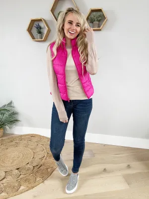 Bunny Hill Quilted Nylon Puffer Vest in Rose Violet (SALE)
