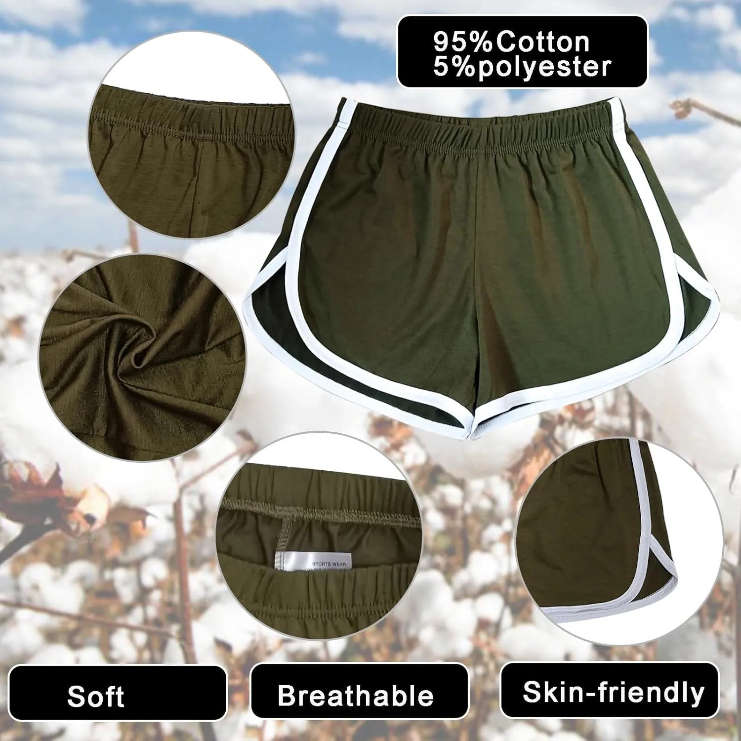 Cameway 4 Pack Women's Cotton Yoga Dance Short Pants Summer Athletic Cycling Hiking Sports Shorts