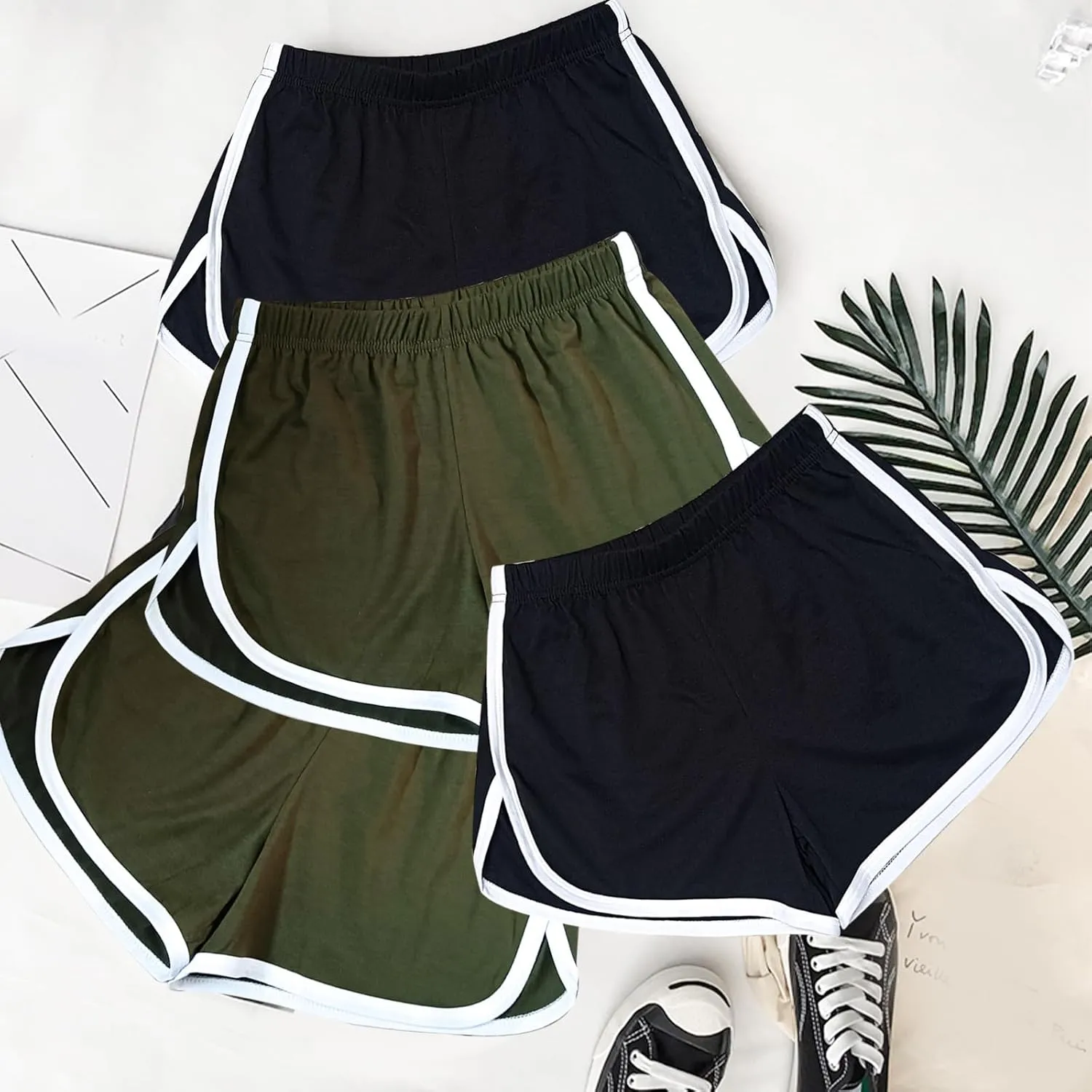 Cameway 4 Pack Women's Cotton Yoga Dance Short Pants Summer Athletic Cycling Hiking Sports Shorts