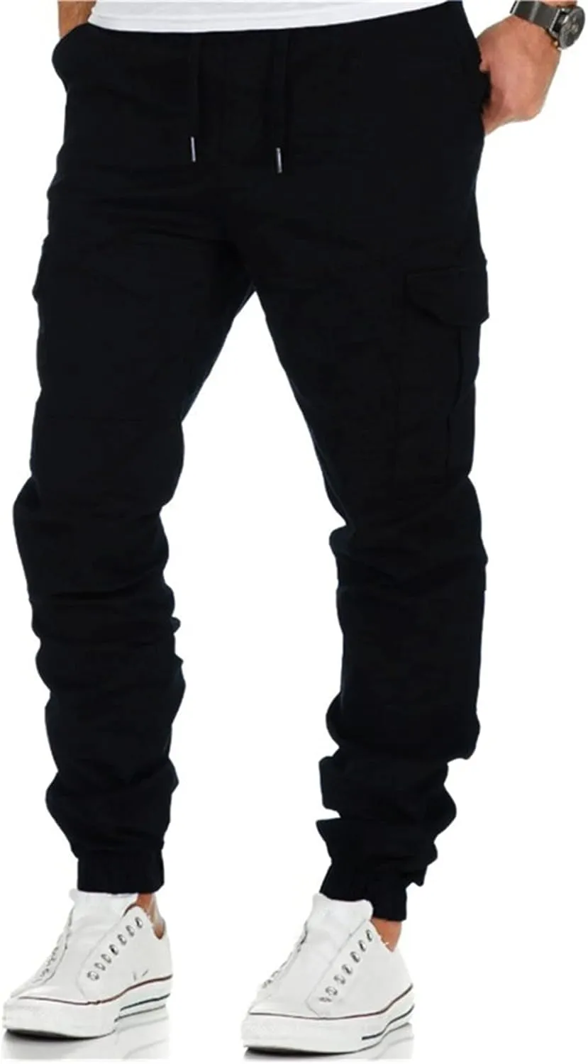 Cargo Pants for Men,Hiking Joggers Pants Cotton Drawstring Cargo Outdoor Pants Twill Track Jogging Sweatpants