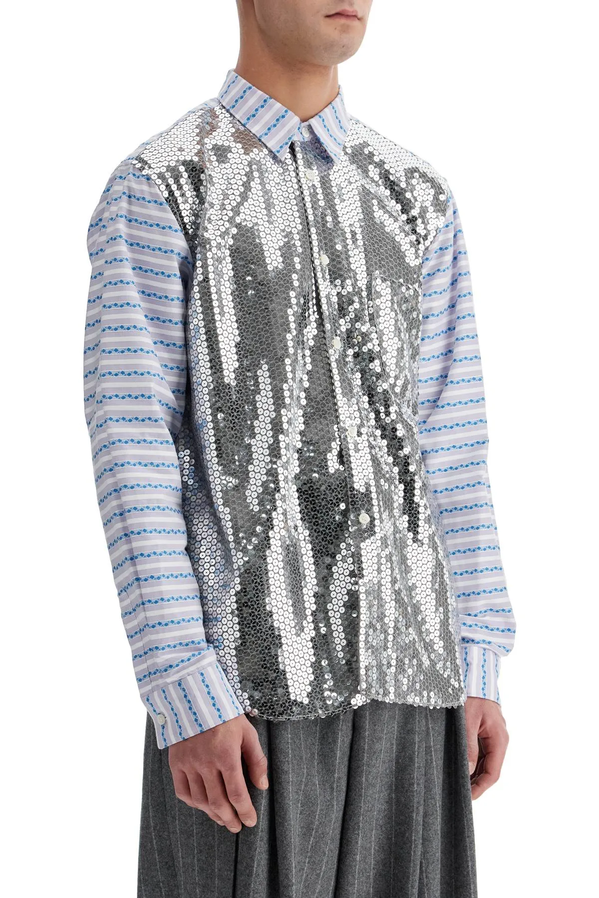 Comme Des Garcons Homme Plus Jacquard Shirt With Sequ