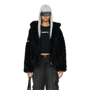 Compass Snowman Classic Faux Fur Jacket Black