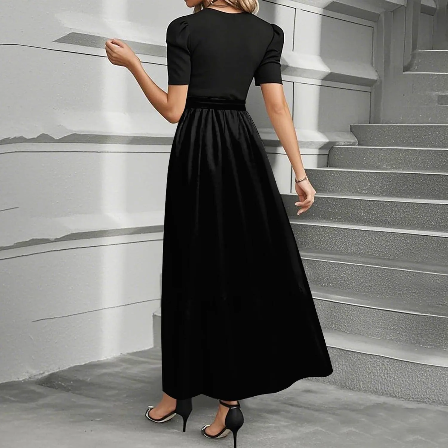 COTECRAM Summer Dresses for Women 2025 Vacation Short Sleeve Crewneck Boho Floral Spring Dress Casual A Line Flowy Maxi Dress