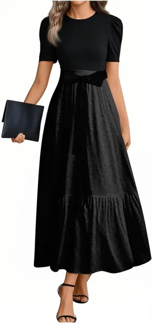 COTECRAM Summer Dresses for Women 2025 Vacation Short Sleeve Crewneck Boho Floral Spring Dress Casual A Line Flowy Maxi Dress