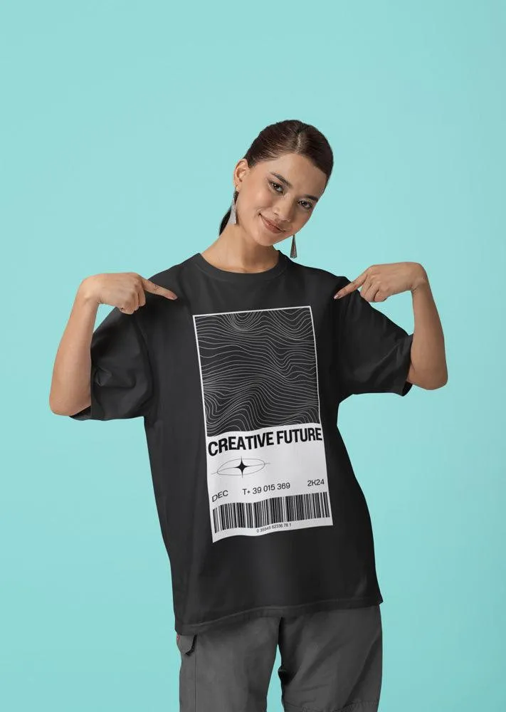 Creative Future - Unisex Oversized Cotton Graphic Printed T-Shirt