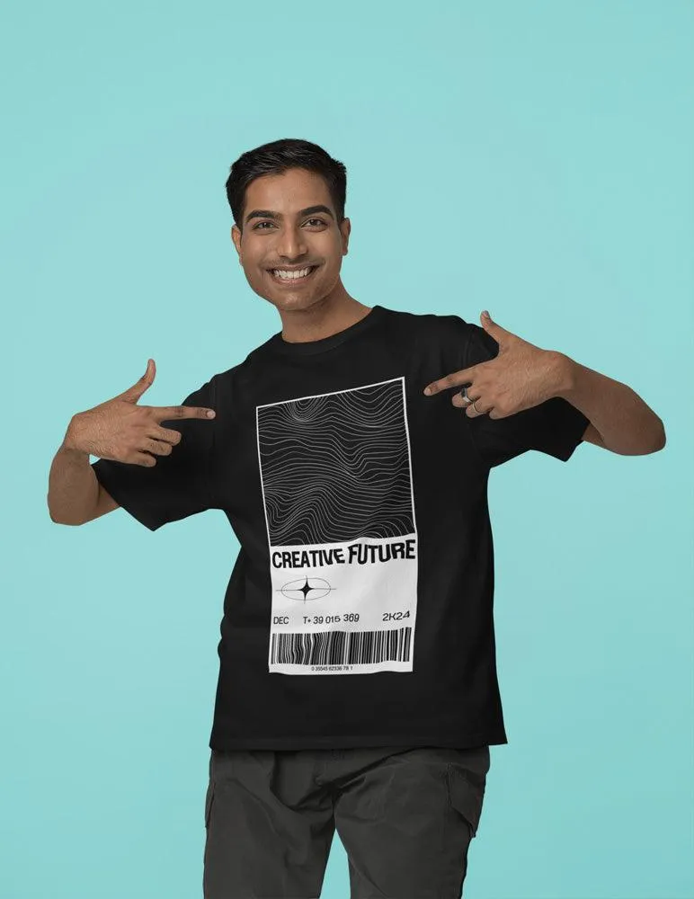 Creative Future - Unisex Oversized Cotton Graphic Printed T-Shirt