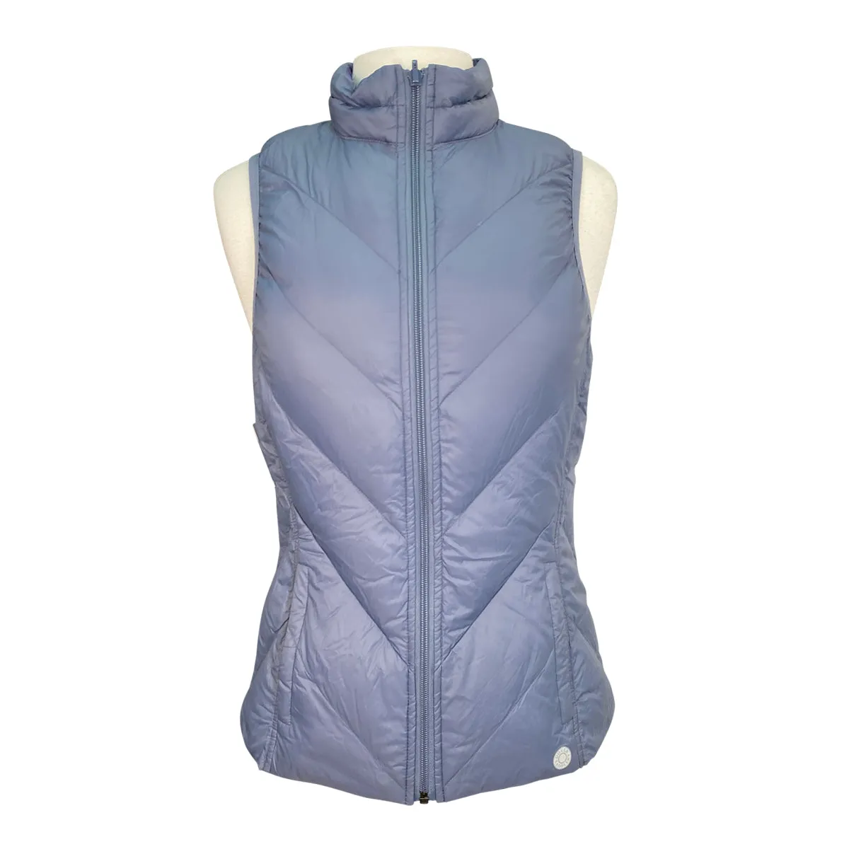 Dover Saddlery Puffer Vest in Blue/ Purple Waves reversible- Women's Small