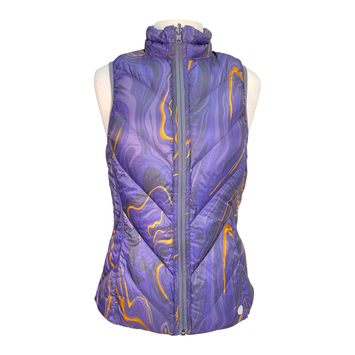 Dover Saddlery Puffer Vest in Blue/ Purple Waves reversible- Women's Small