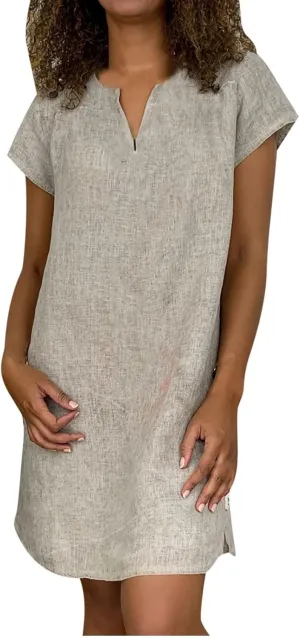 Dresses for Women 2024 Casual Cotton Linen Cap Sleeve V Neck Midi Dress Summer Fashion Solid Party Beach Sundress