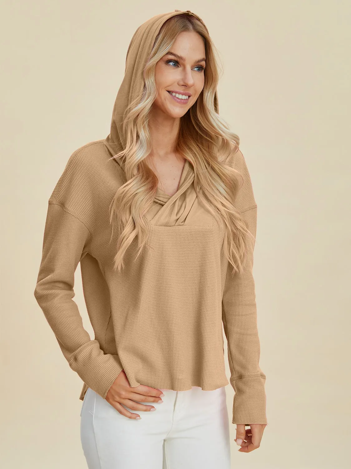 Elevated Style: Double Take High-Low Dropped Shoulder Hoodie