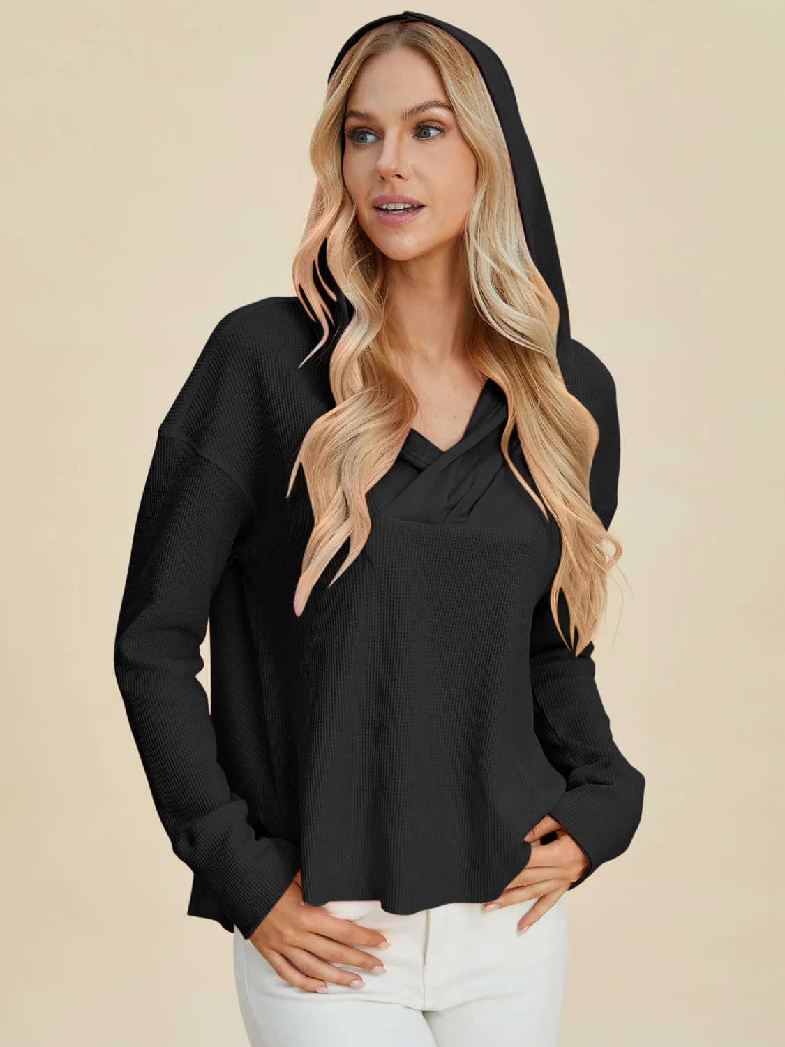 Elevated Style: Double Take High-Low Dropped Shoulder Hoodie