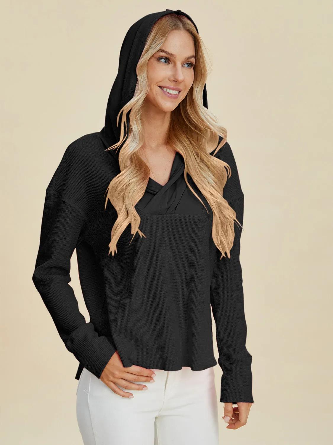 Elevated Style: Double Take High-Low Dropped Shoulder Hoodie