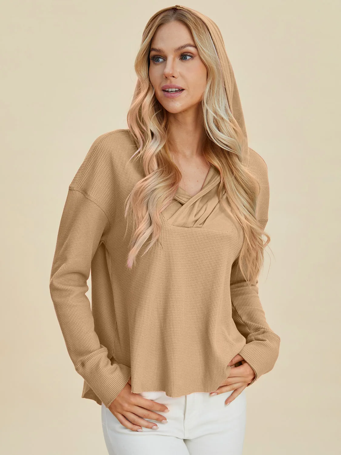 Elevated Style: Double Take High-Low Dropped Shoulder Hoodie