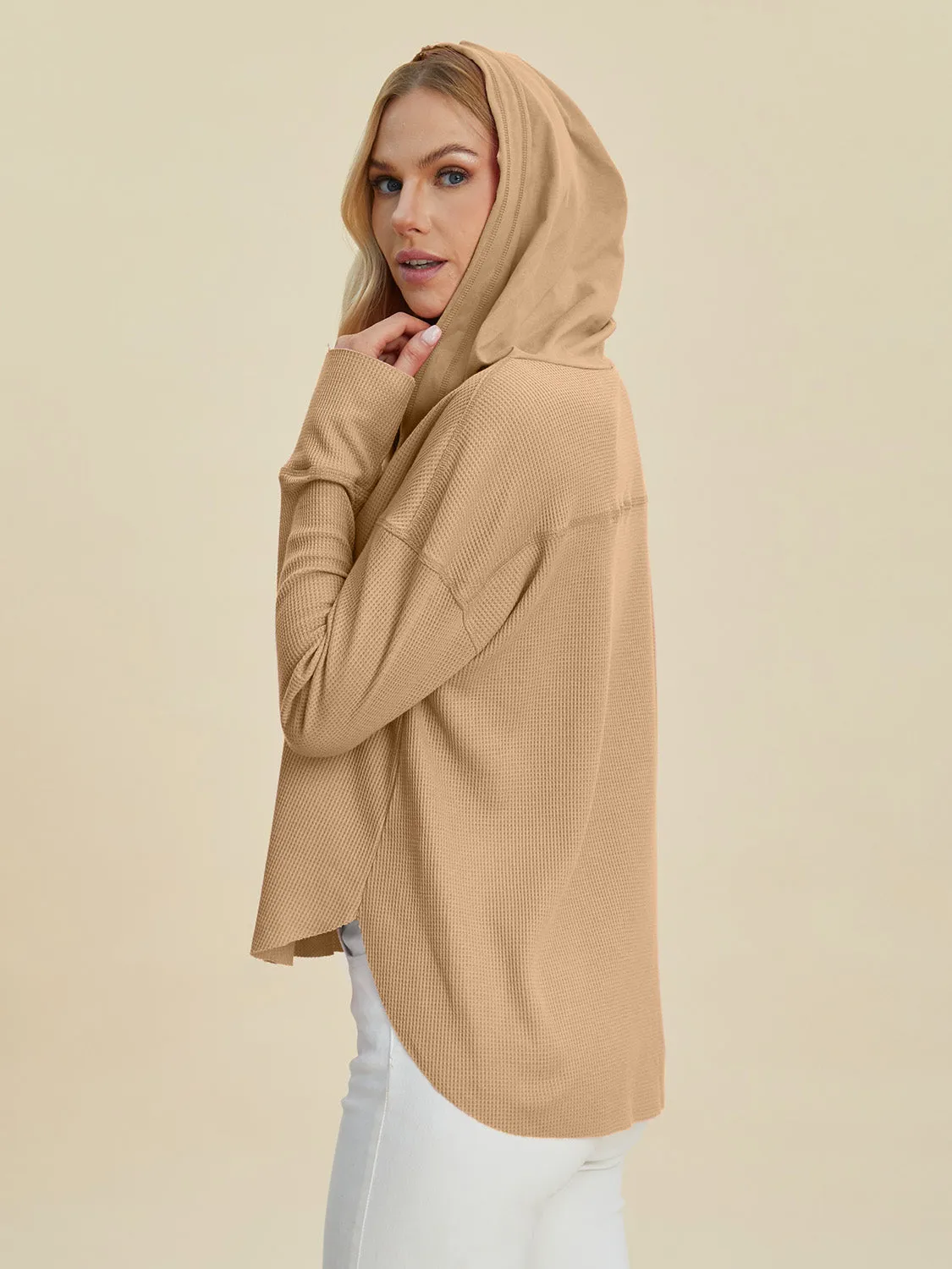 Elevated Style: Double Take High-Low Dropped Shoulder Hoodie