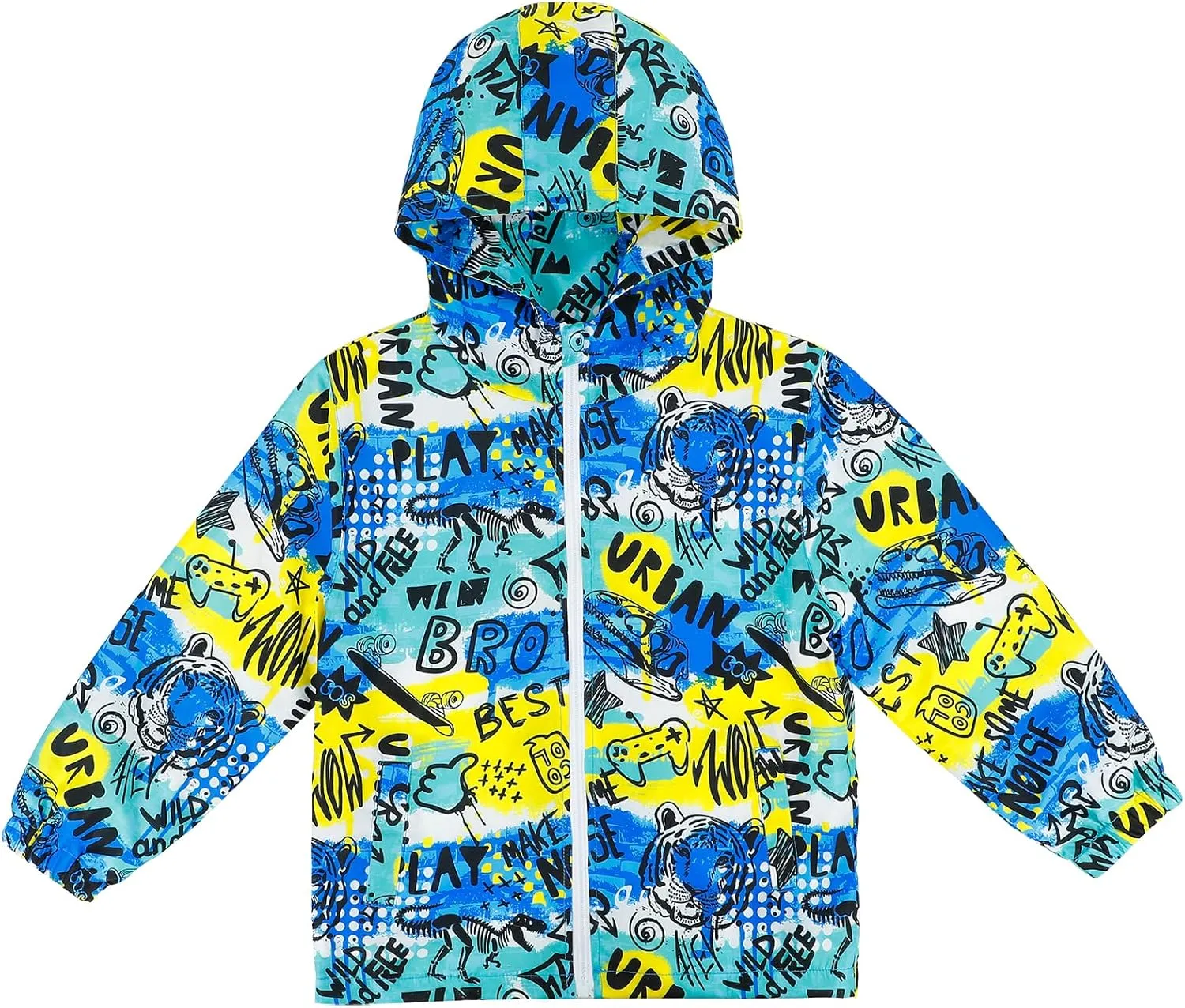 ESTAMICO Boys Windbreaker Jacket Fashion Hoodies Outwear Coat Waterproof Zipper Raincoat, 4T-12