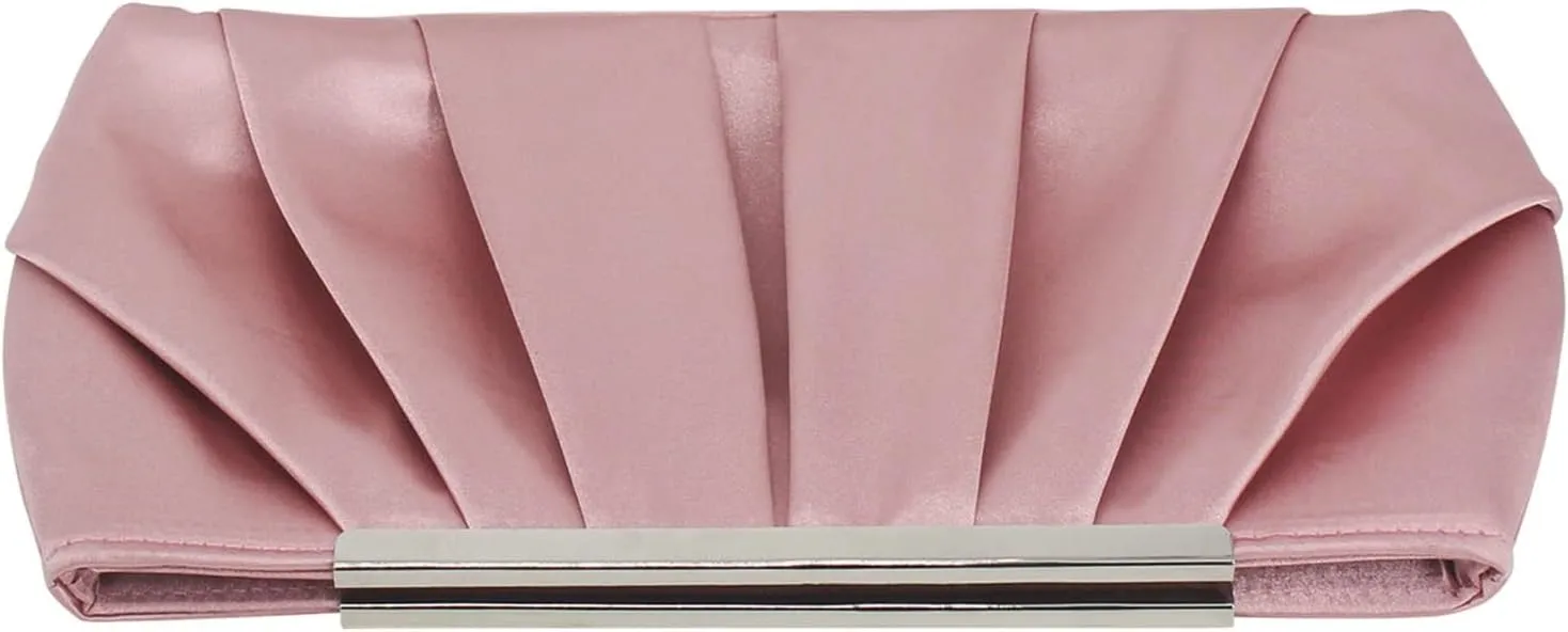 Evening Bag for Women Elegant Pleated Satin Clutch Purses Classy Handbag with Detachable Chain for Wedding Party Prom