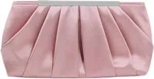 Evening Bag for Women Elegant Pleated Satin Clutch Purses Classy Handbag with Detachable Chain for Wedding Party Prom