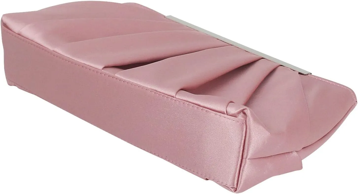 Evening Bag for Women Elegant Pleated Satin Clutch Purses Classy Handbag with Detachable Chain for Wedding Party Prom