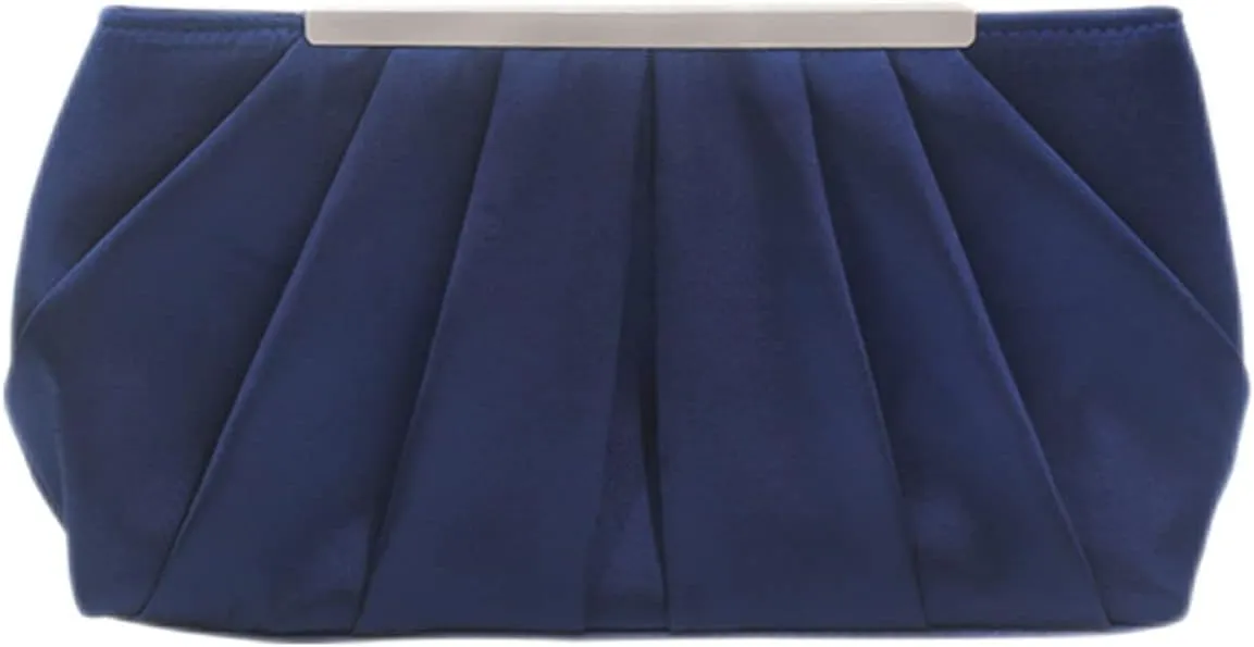 Evening Bag for Women Elegant Pleated Satin Clutch Purses Classy Handbag with Detachable Chain for Wedding Party Prom