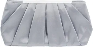 Evening Bag for Women Elegant Pleated Satin Clutch Purses Classy Handbag with Detachable Chain for Wedding Party Prom