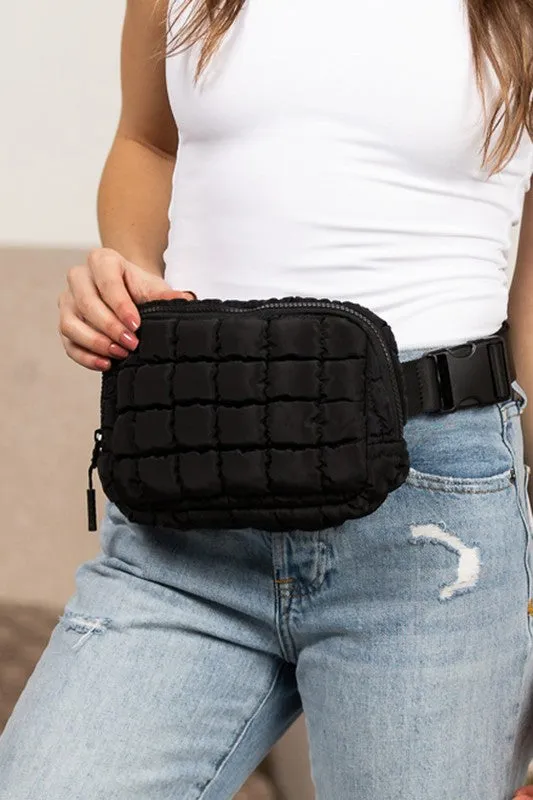 Evyn Quilted Puffer Sling Belt Bum Bag