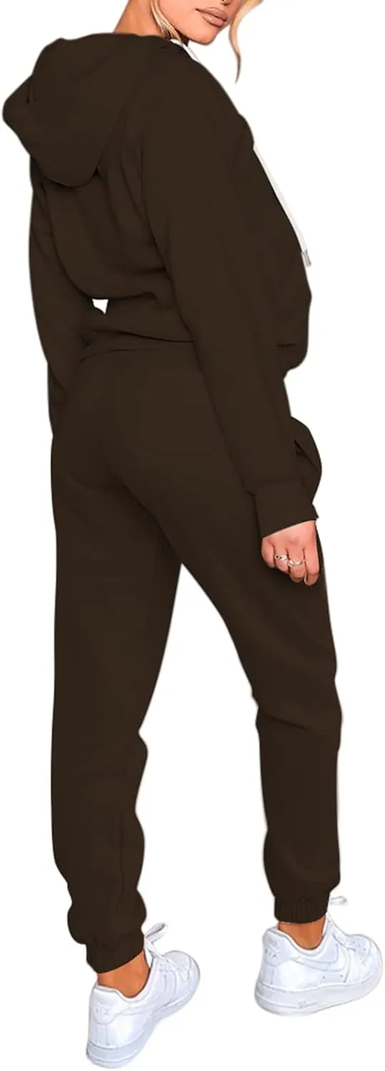 Fixmatti Womens Tracksuit Zip Up Hoodie Sweatsuits 2 Pieces Jogger Sets with Pockets