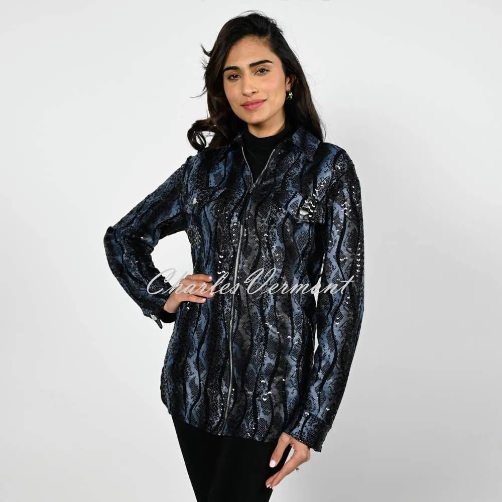 Frank Lyman Sparkle Snake Print Jacket - Style 223152