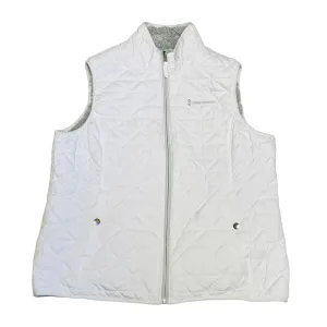 Free Country Womens White Reversible Puffer Quilted Gray Faux Fur Zip Vest