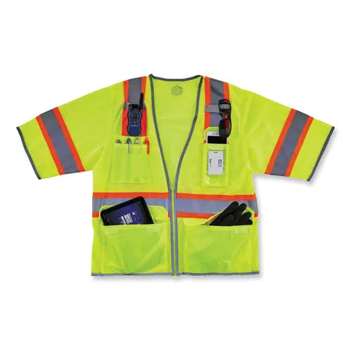 Glowear 8346z Class 3 Two-tone Hi-vis Surveyor Zipper Vest, Small/medium, Lime, Ships In 1-3 Business Days