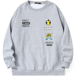 Gray Graphic Couple Pullover Sweatshirt