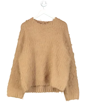 H&M Beige Fuzzy Knit Oversize Jumper UK M