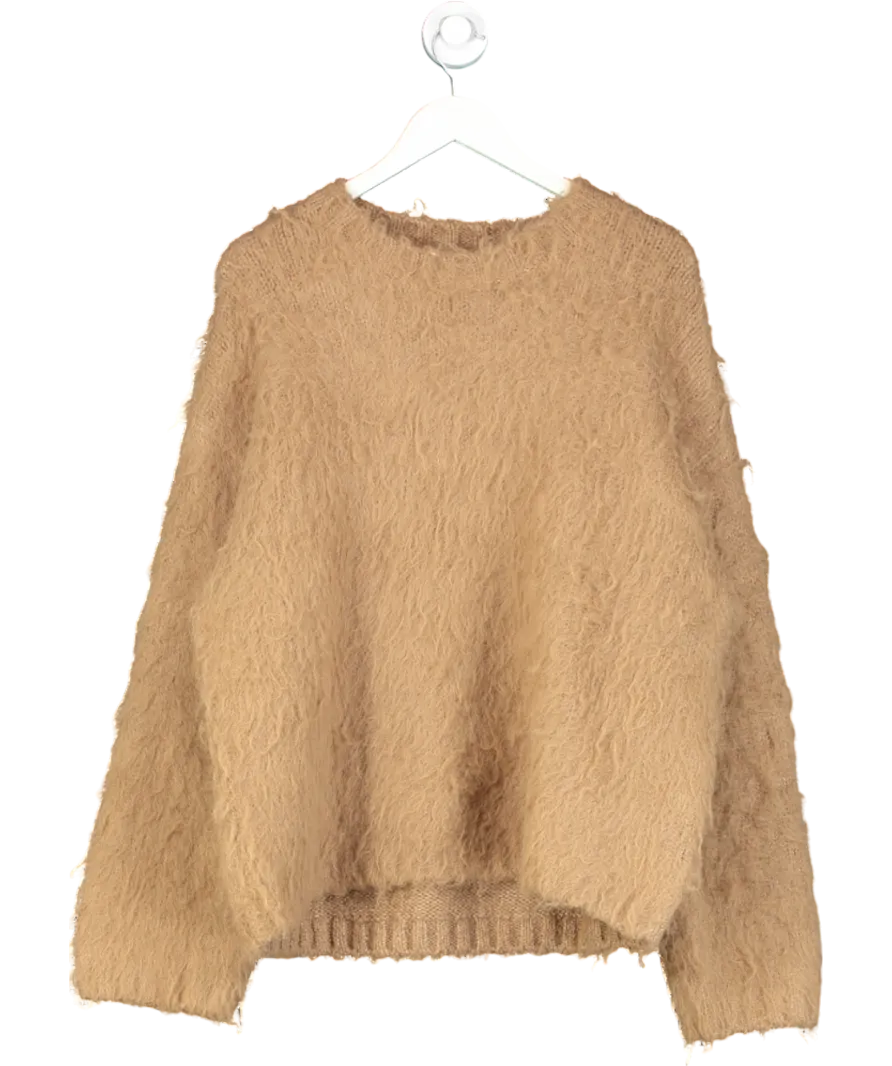 H&M Beige Fuzzy Knit Oversize Jumper UK M