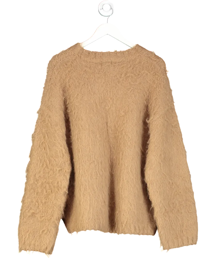 H&M Beige Fuzzy Knit Oversize Jumper UK M
