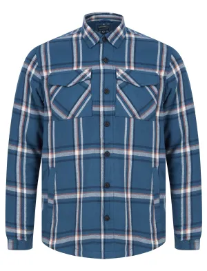 Hesperus Quilted Cotton Flannel Checked Overshirt Jacket in Dark Denim - Tokyo Laundry