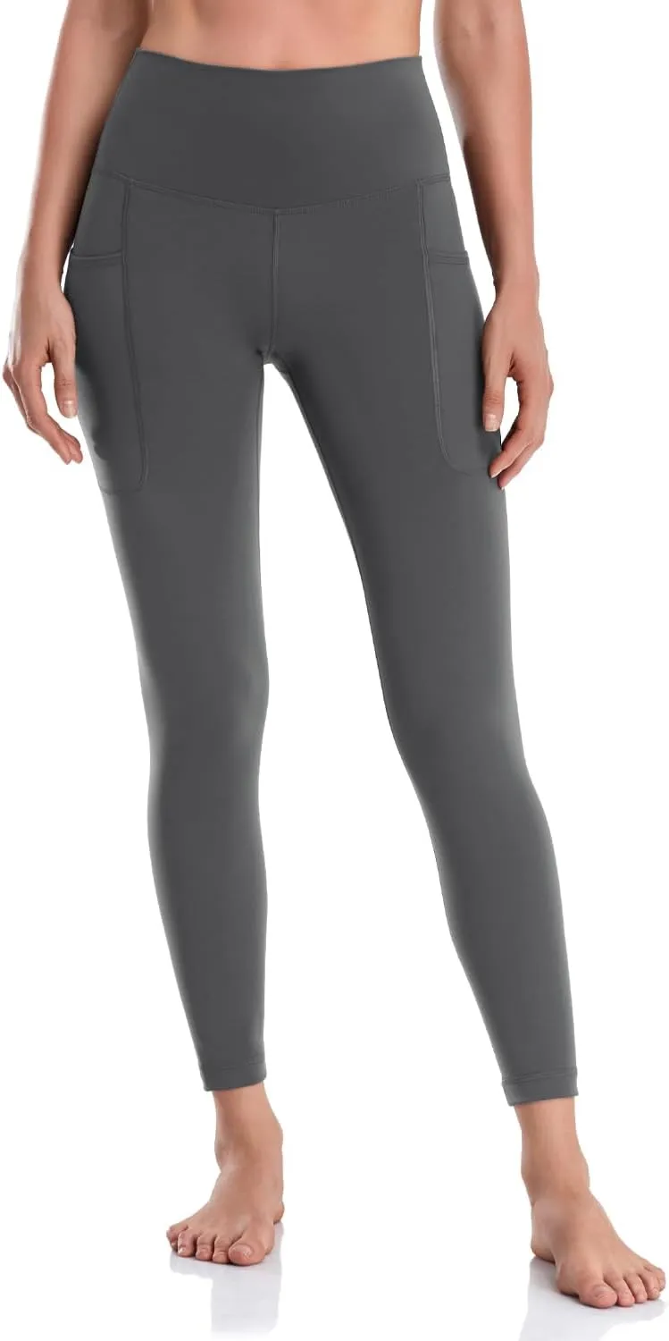 HeyNuts Workout Pro/Yoga Pro 7/8 Leggings with Side Pockets for Women, High Waisted Tummy Control Compression Pants 25''