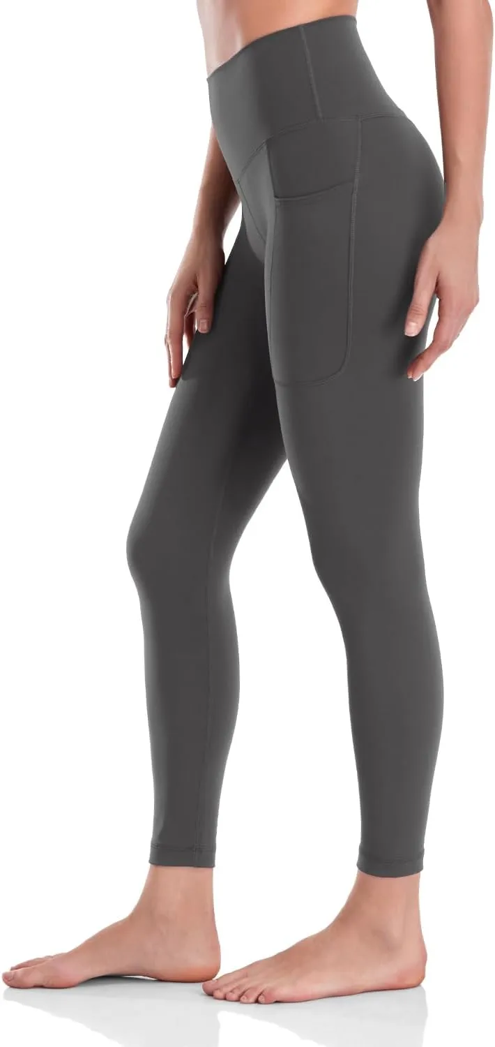 HeyNuts Workout Pro/Yoga Pro 7/8 Leggings with Side Pockets for Women, High Waisted Tummy Control Compression Pants 25''