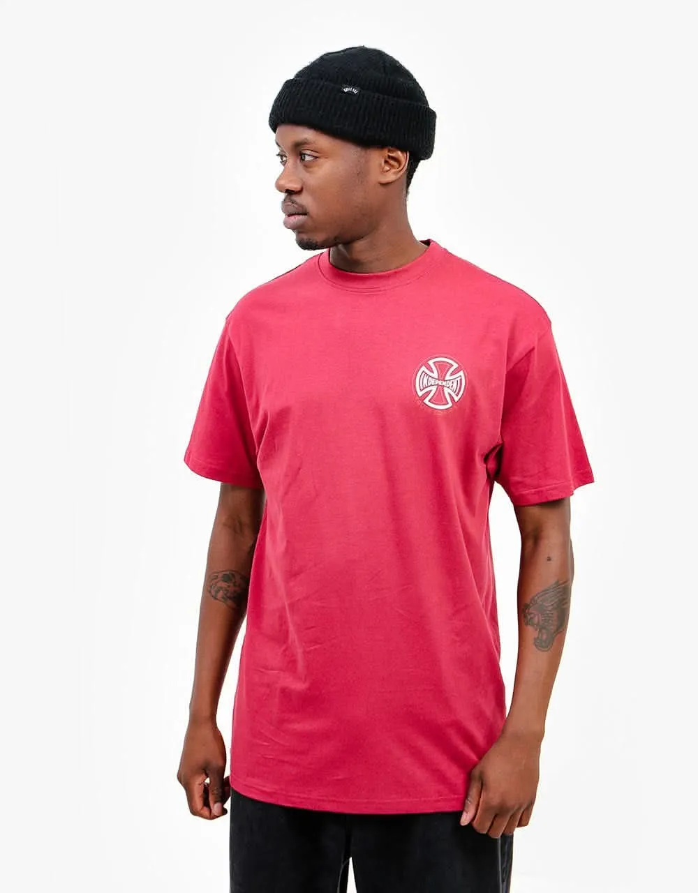 Independent CBB Cross Spade T-Shirt - Maroon