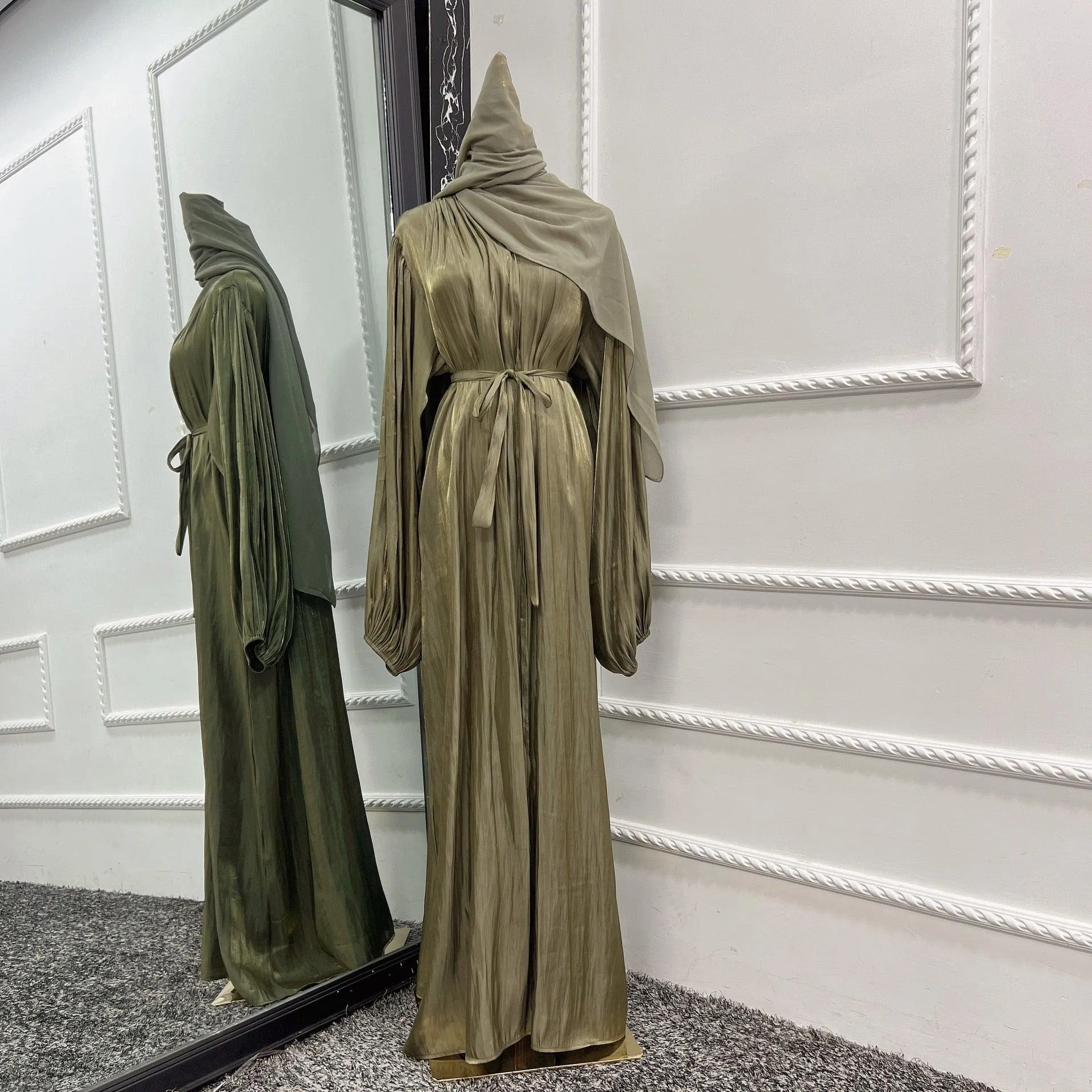 Kimono Modest Open Abaya with Belt for Women