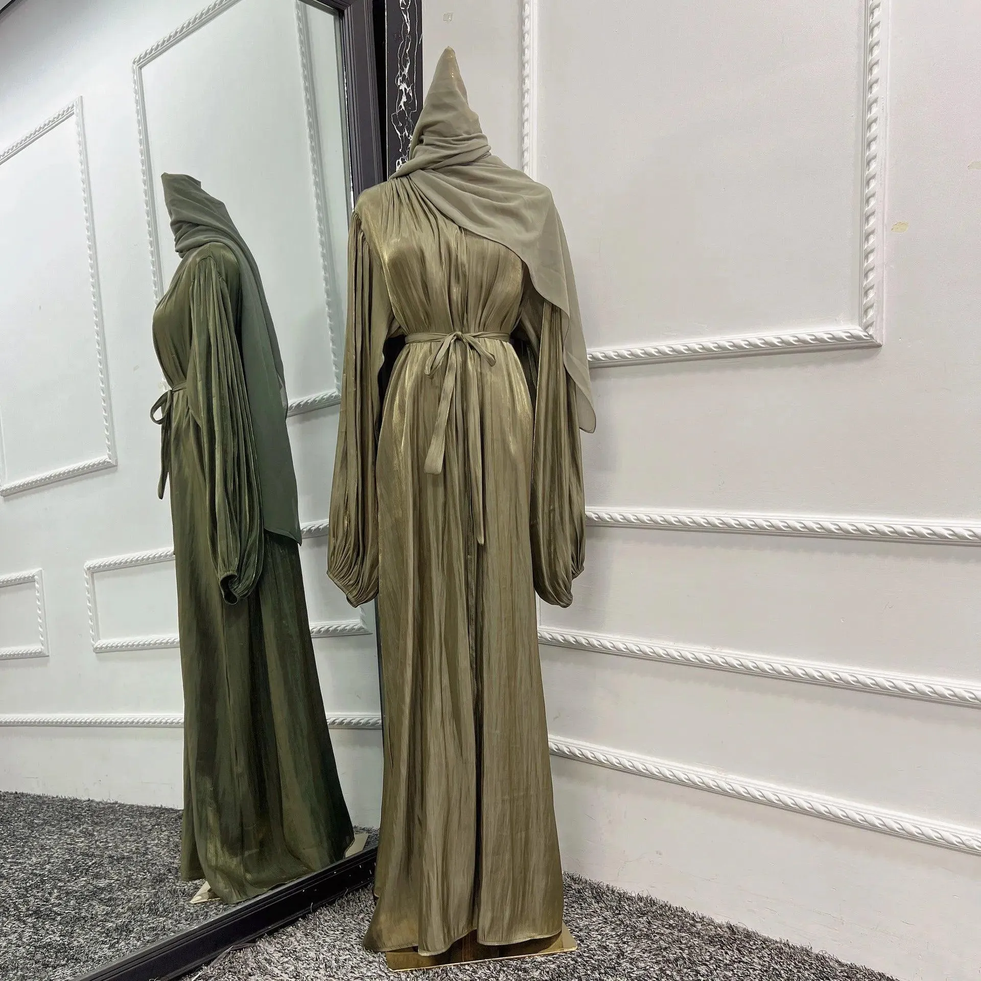 Kimono Modest Open Abaya with Belt for Women