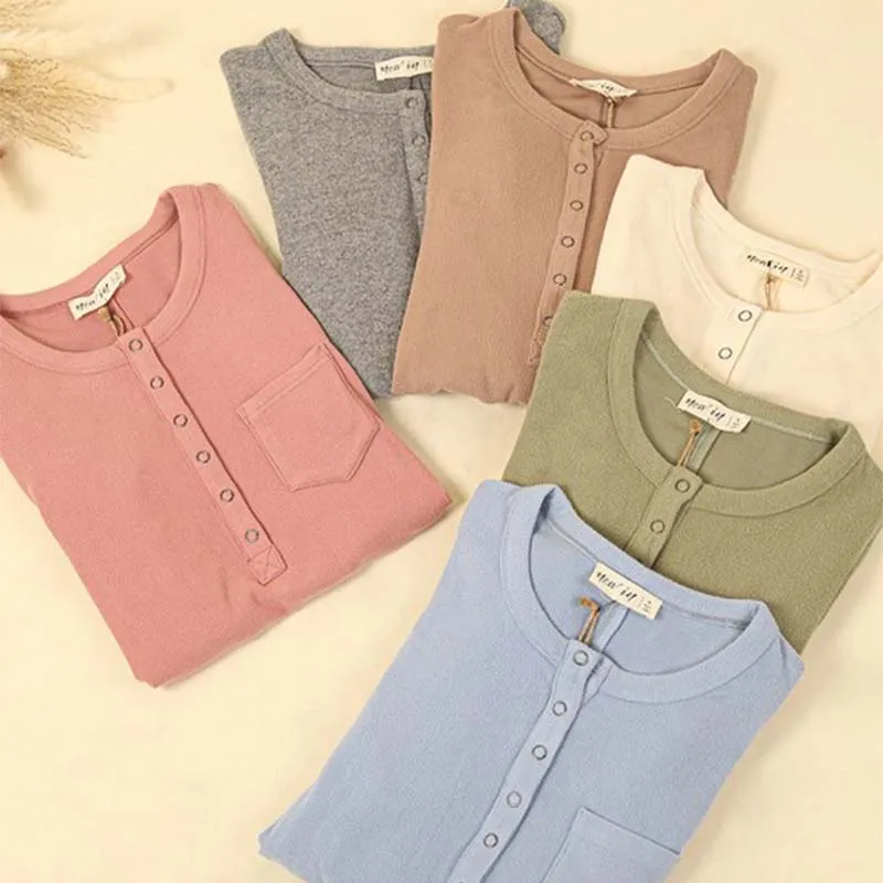 Lightweight Jersey One Pocket Henley Top